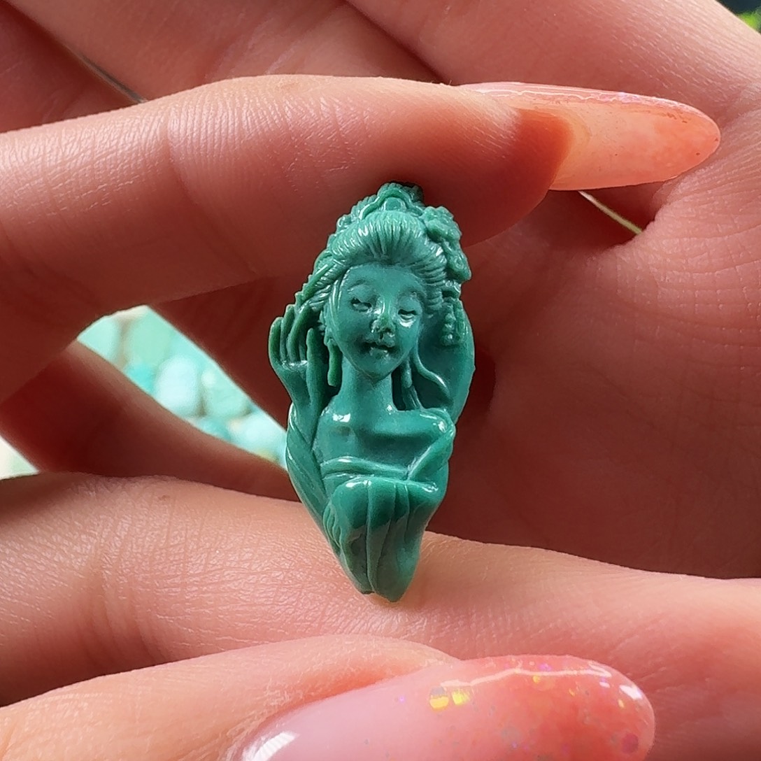 绿松石未镶嵌吊坠(不含链)美人