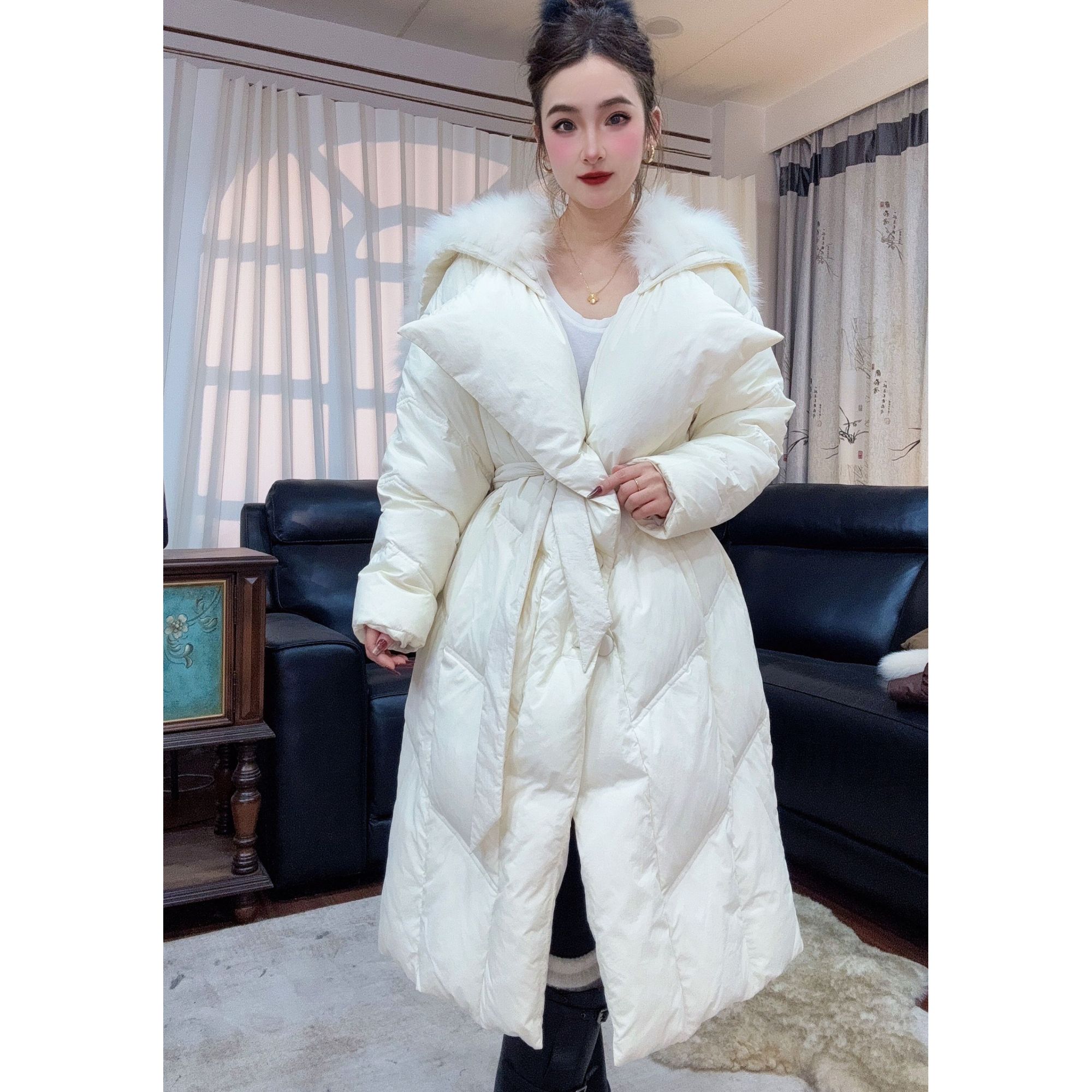 新款时尚百搭车条鹅绒服55313QQ