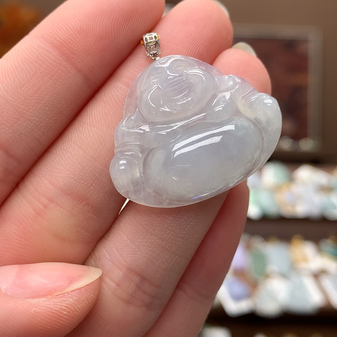 翡翠吊坠(不含链)18K金镶嵌