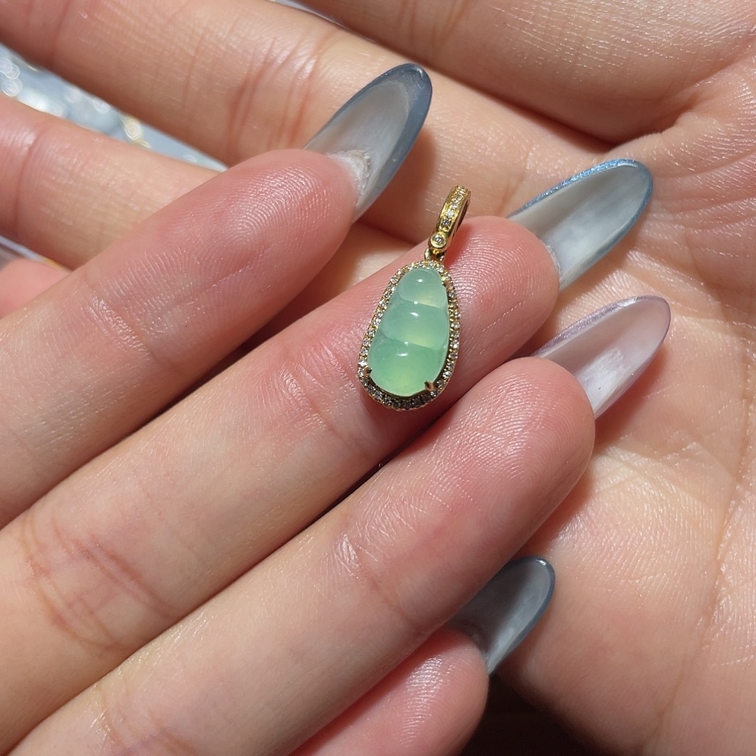 翡翠18K金镶嵌吊坠(不含链)