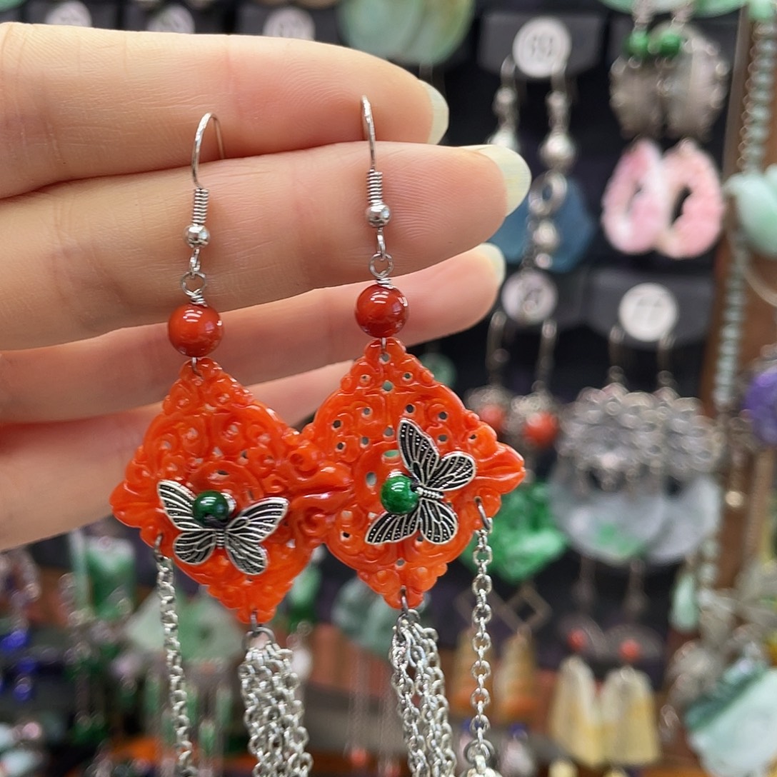 翡翠银S925镶嵌耳饰752ghggh