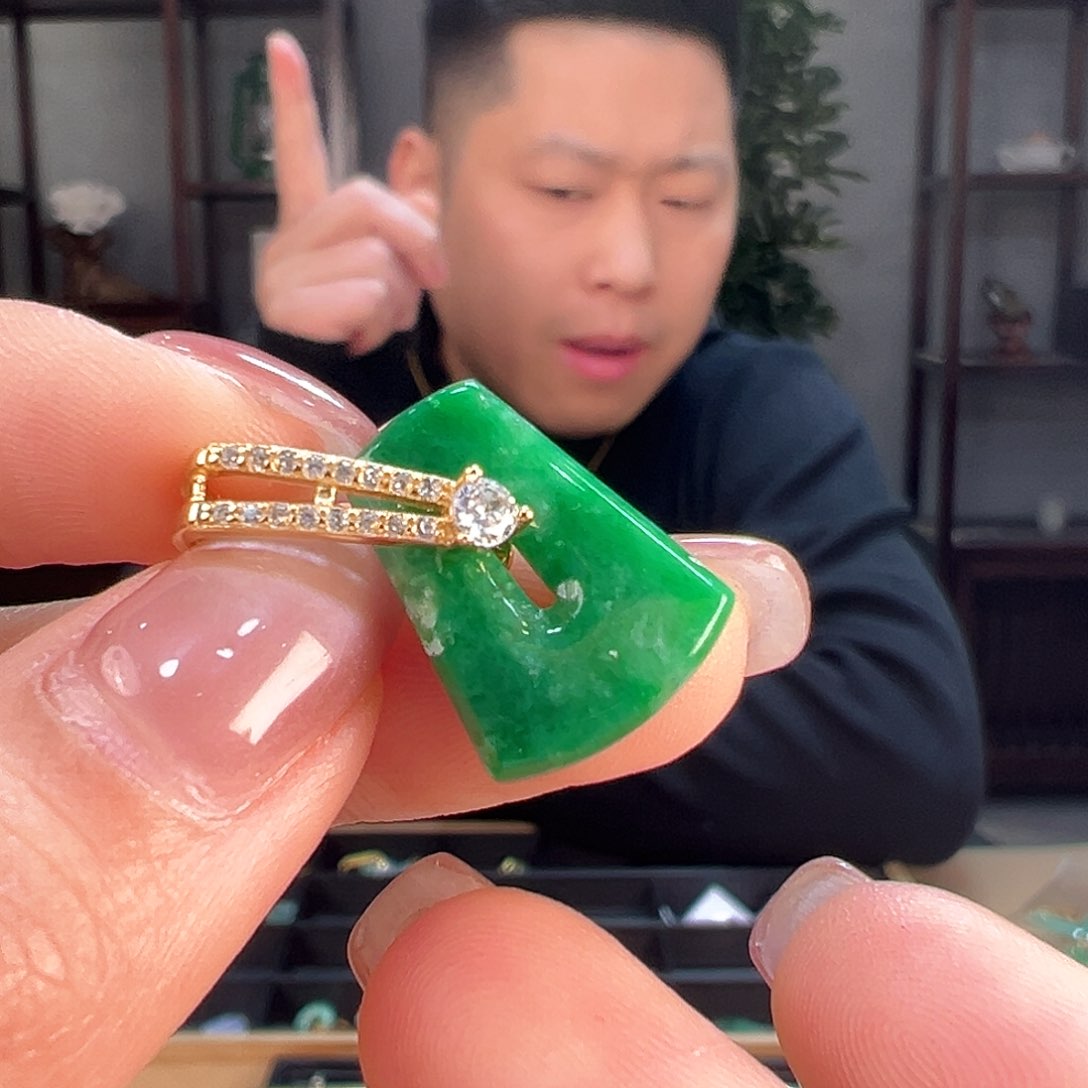 翡翠颈饰银S925镶嵌微微瑕疵介意勿拍58