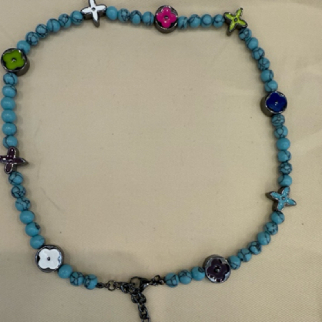 铜合金项链 复古马户蓝色珠珠彩色精美时尚纯手工A03