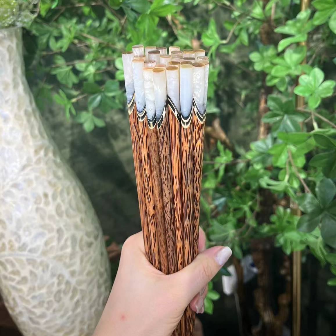 立航家居10双高端天然老椰木手工筷子