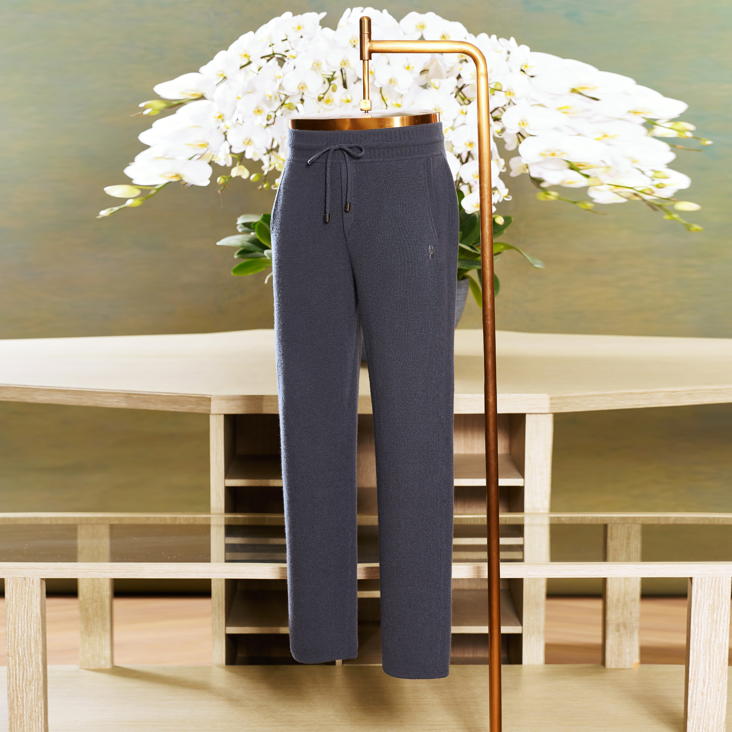 山羊绒运动裤保暖加厚休闲抽绳高弹力腰围裤子男士休闲裤秋冬宽松