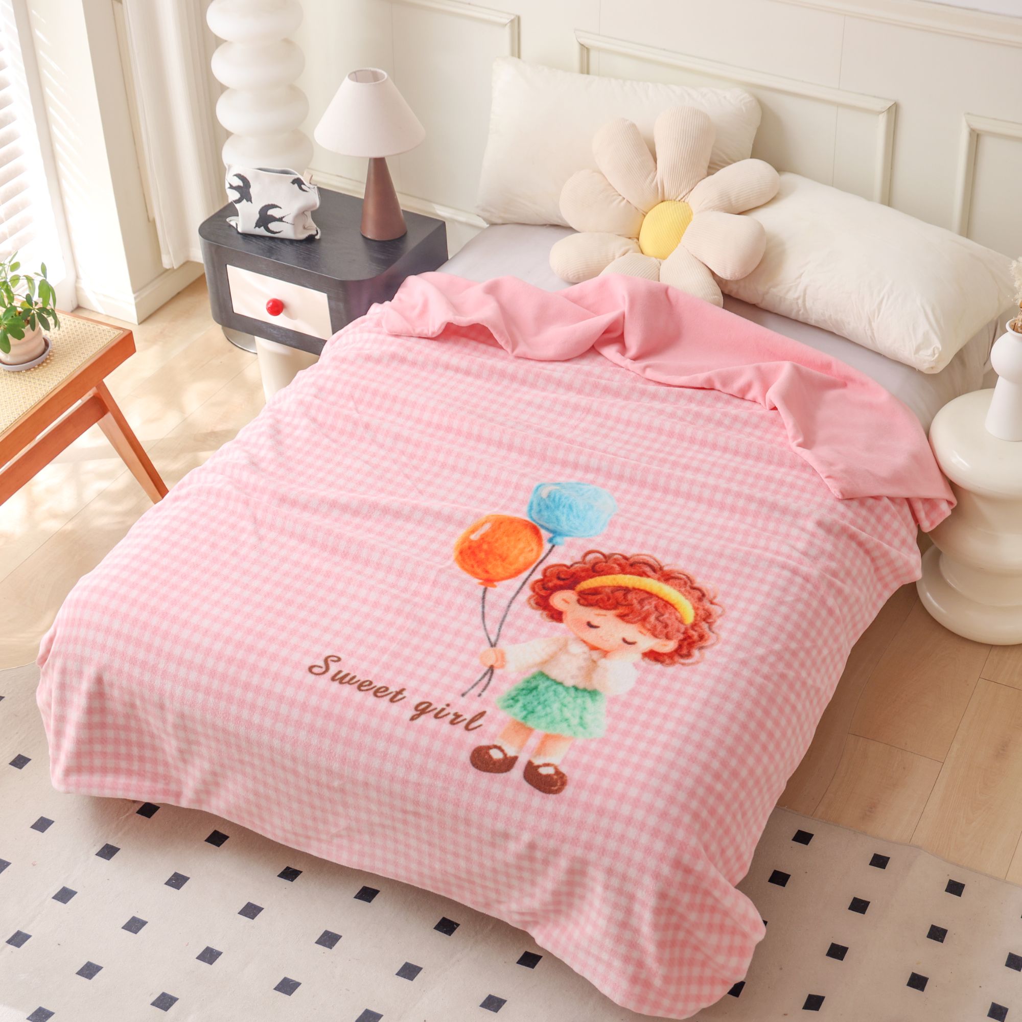 四季/空调毯仿羊绒毯双层成人儿童盖毯被套床盖学生宿舍加厚单人