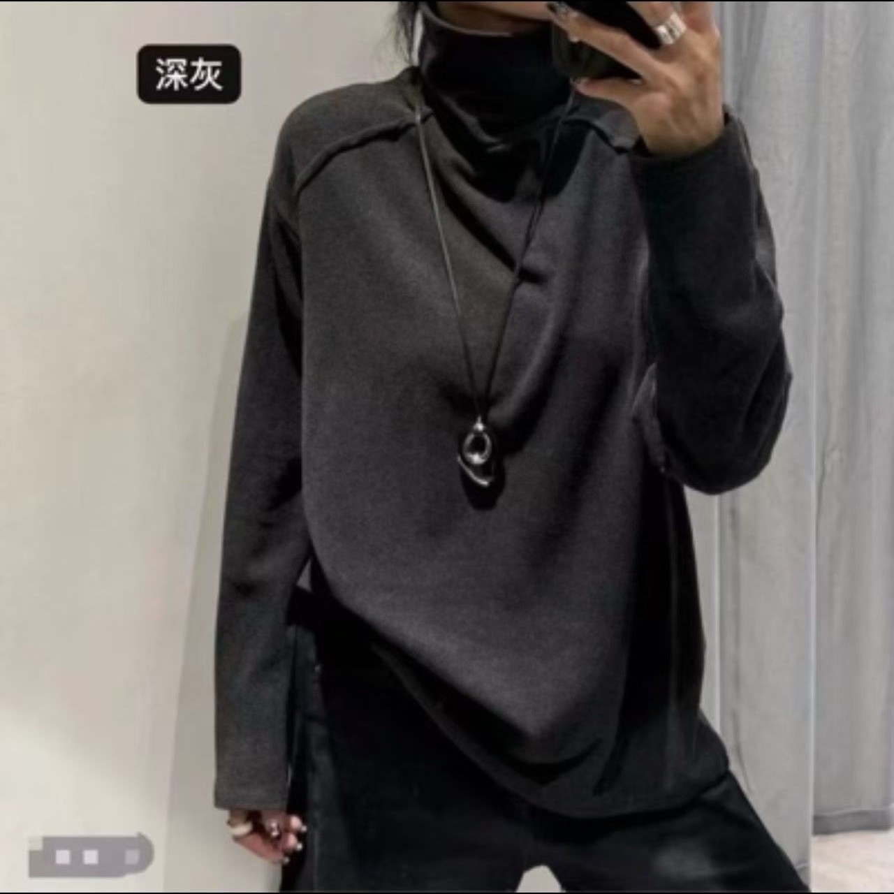 丹丹＋有弹力高领大版型T恤冬装时尚内搭打底衫修身型保暖