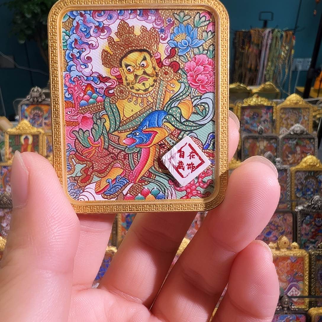 吊坠热贡纯手绘唐卡黄c
