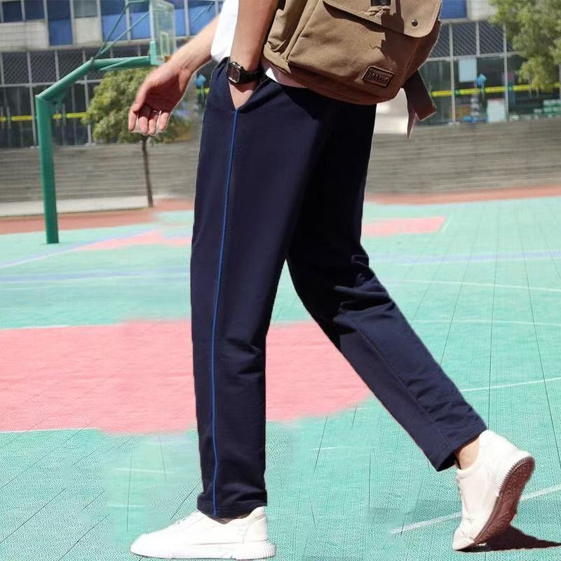 春秋款男女同款校服裤藏青色一道蓝杠初中高中宽松版校服裤子