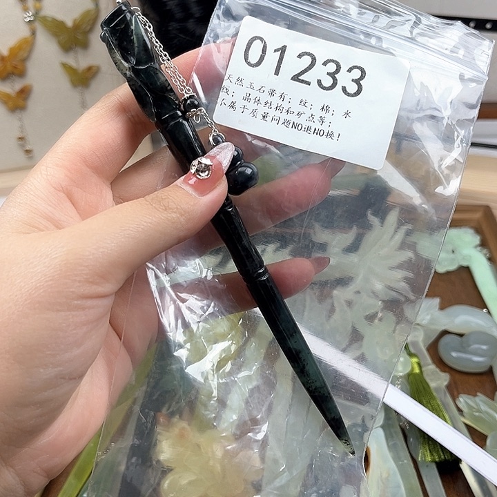 蛇纹石玉发簪合金