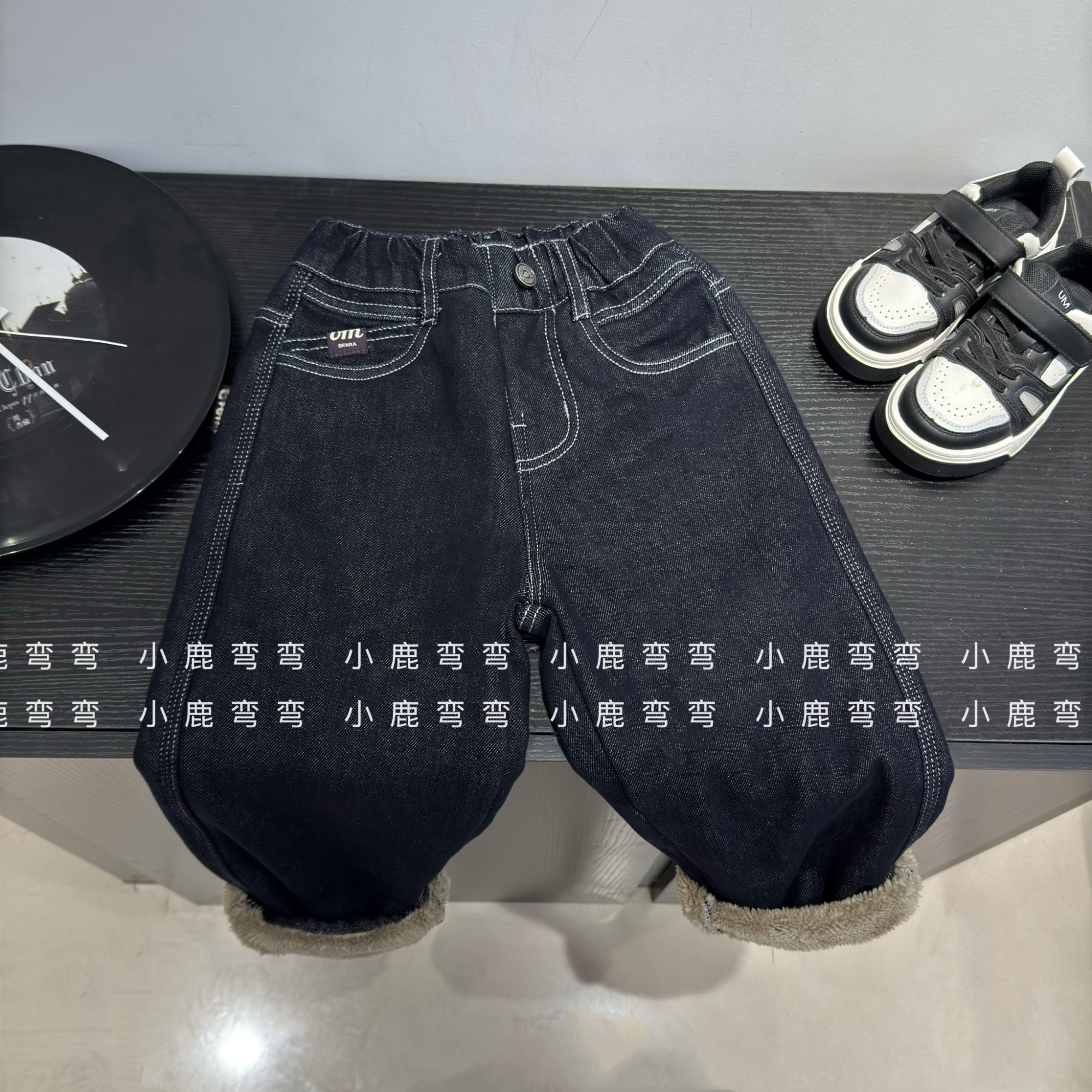 C2559男童冬季皮标denim糕糕绒牛仔裤