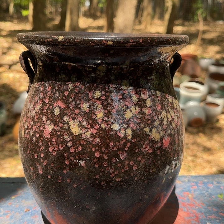 完全开放紫砂花盆高 28口21