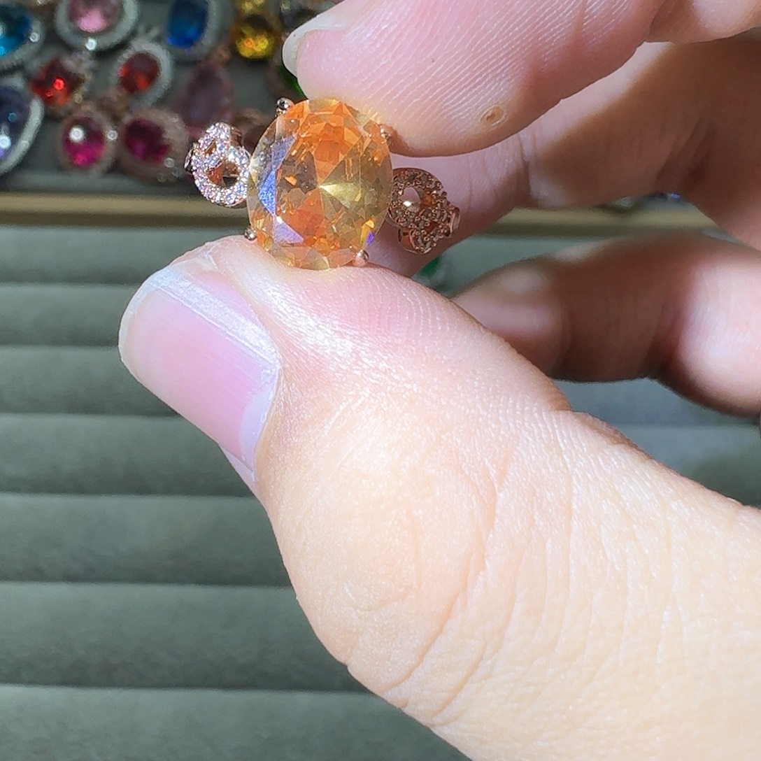 绿水晶戒指银S925镶嵌