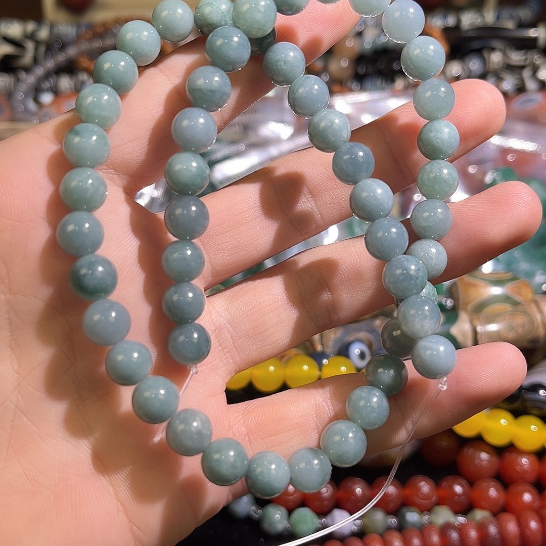 玛瑙/玉髓未镶嵌珠宝半成品翡翠卡8mm