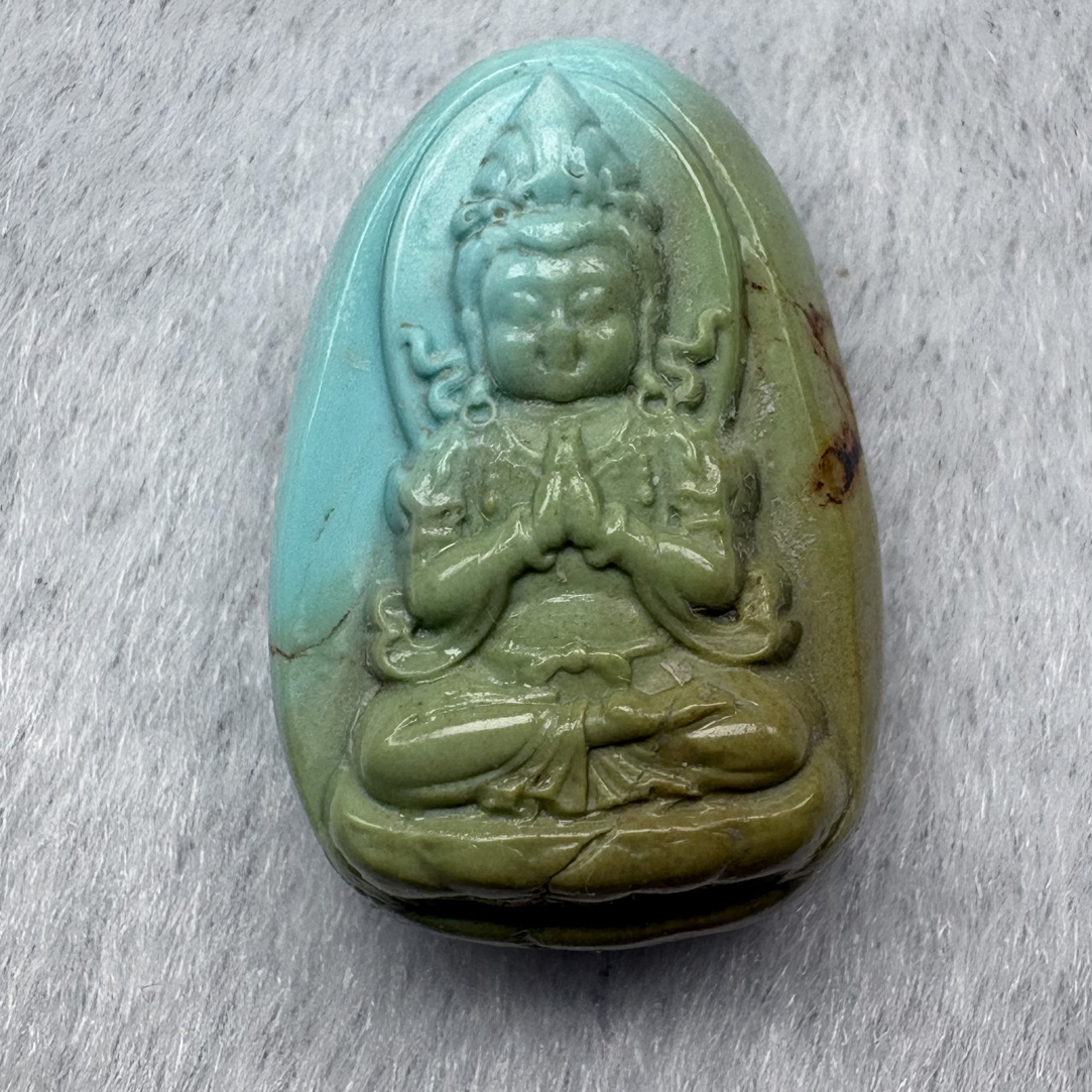 原矿精工雕刻观音牌吊坠