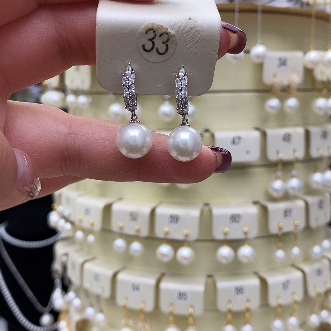淡水珍珠耳饰银S925镶嵌
