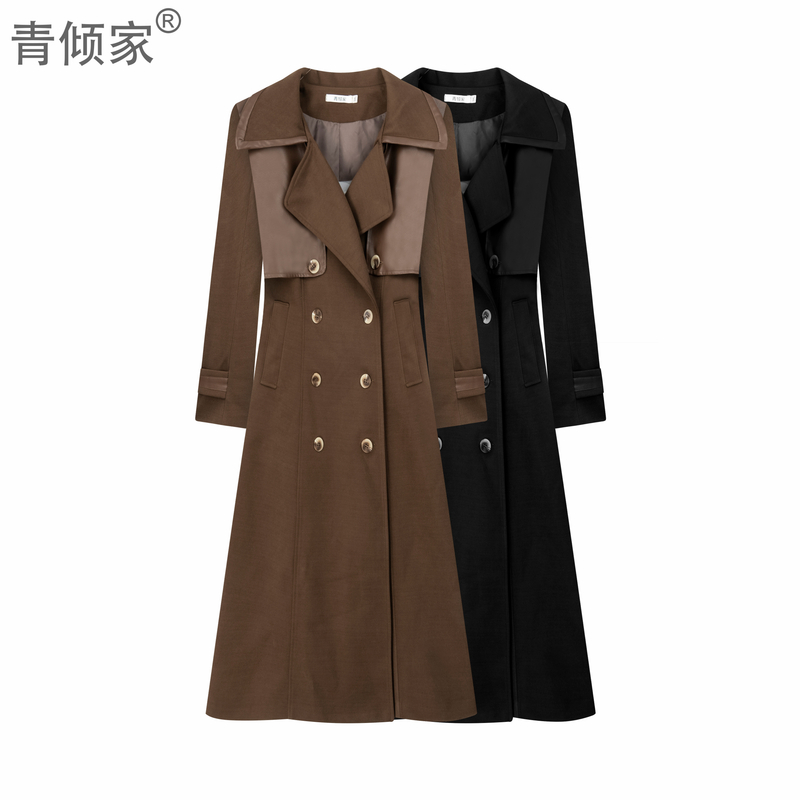 青倾家【北海道恋人】秋冬季复古宽松加厚毛呢大衣外套