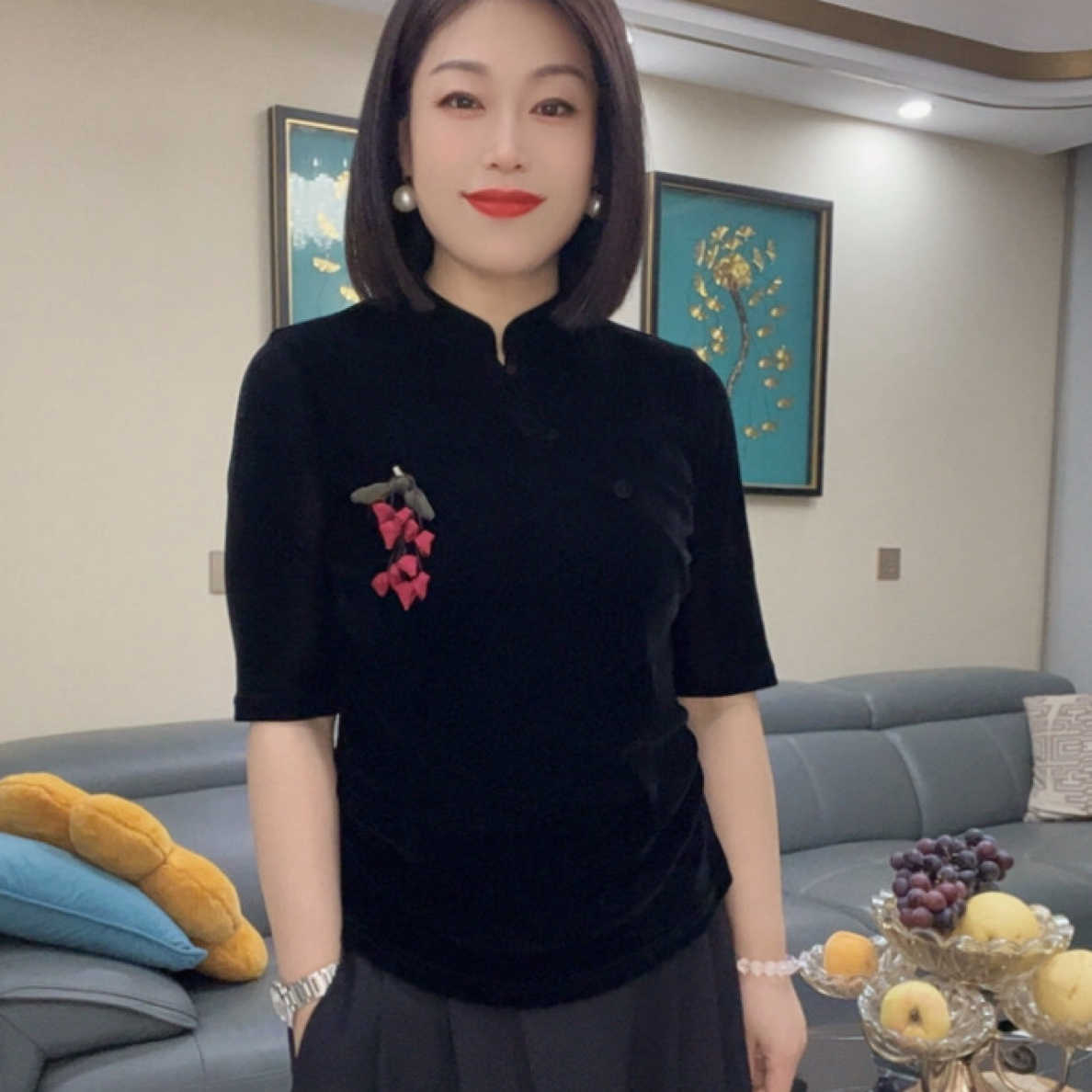 早秋新中式网红爆款百搭显瘦立领中袖小衫