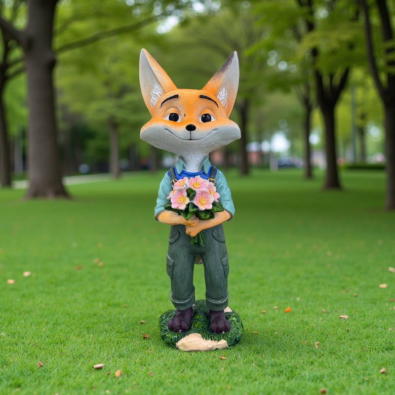 手工彩绘狐狸尼克入户客厅家用狐狸桌面摆件百年好合庭院阳台装饰