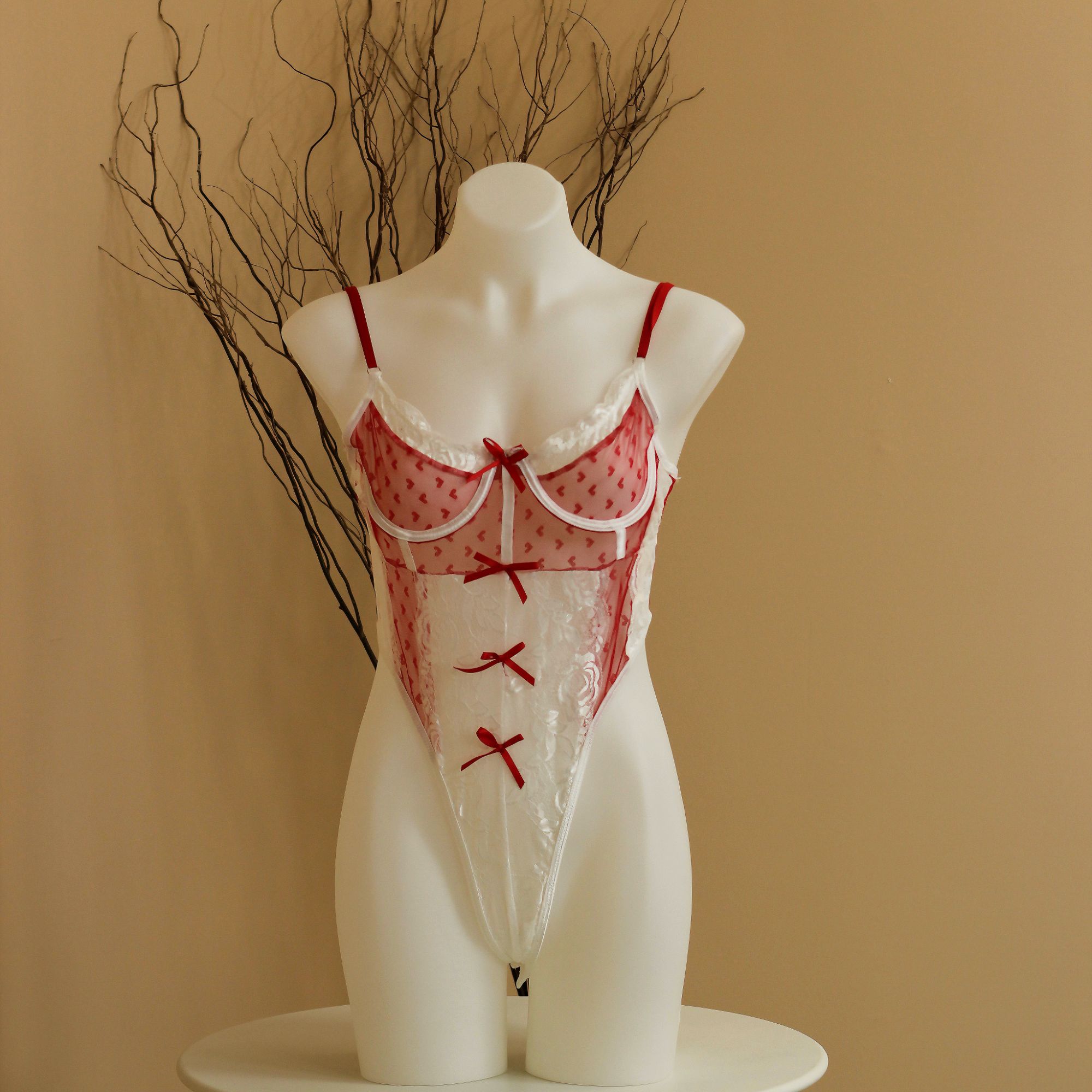 情趣内衣大码透明蕾丝网纱诱惑性感约会战袍制服火辣连体套装