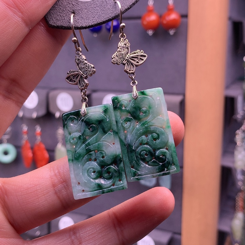 【闪购商品】翡翠耳饰银S925镶嵌?**?满意