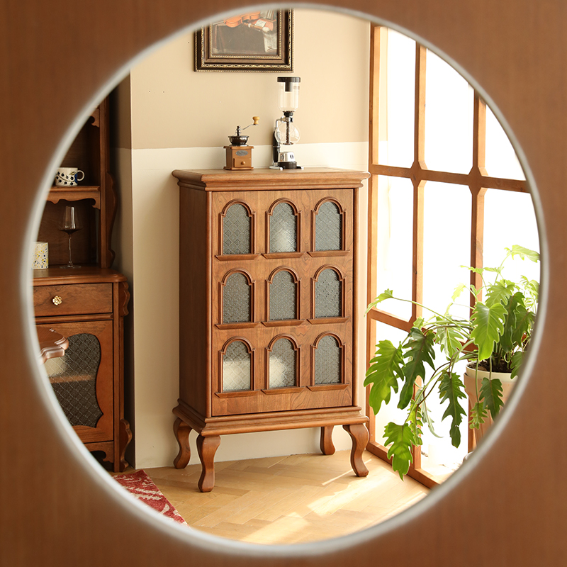 《尚蒂伊展示柜》中古vintage实木收纳柜复古玄关柜樱桃木