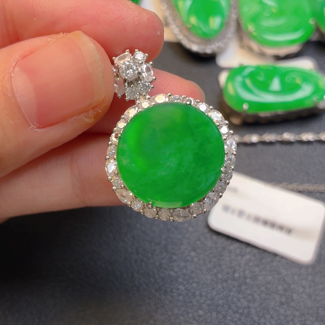 翡翠银S925镶嵌吊坠(不含链)