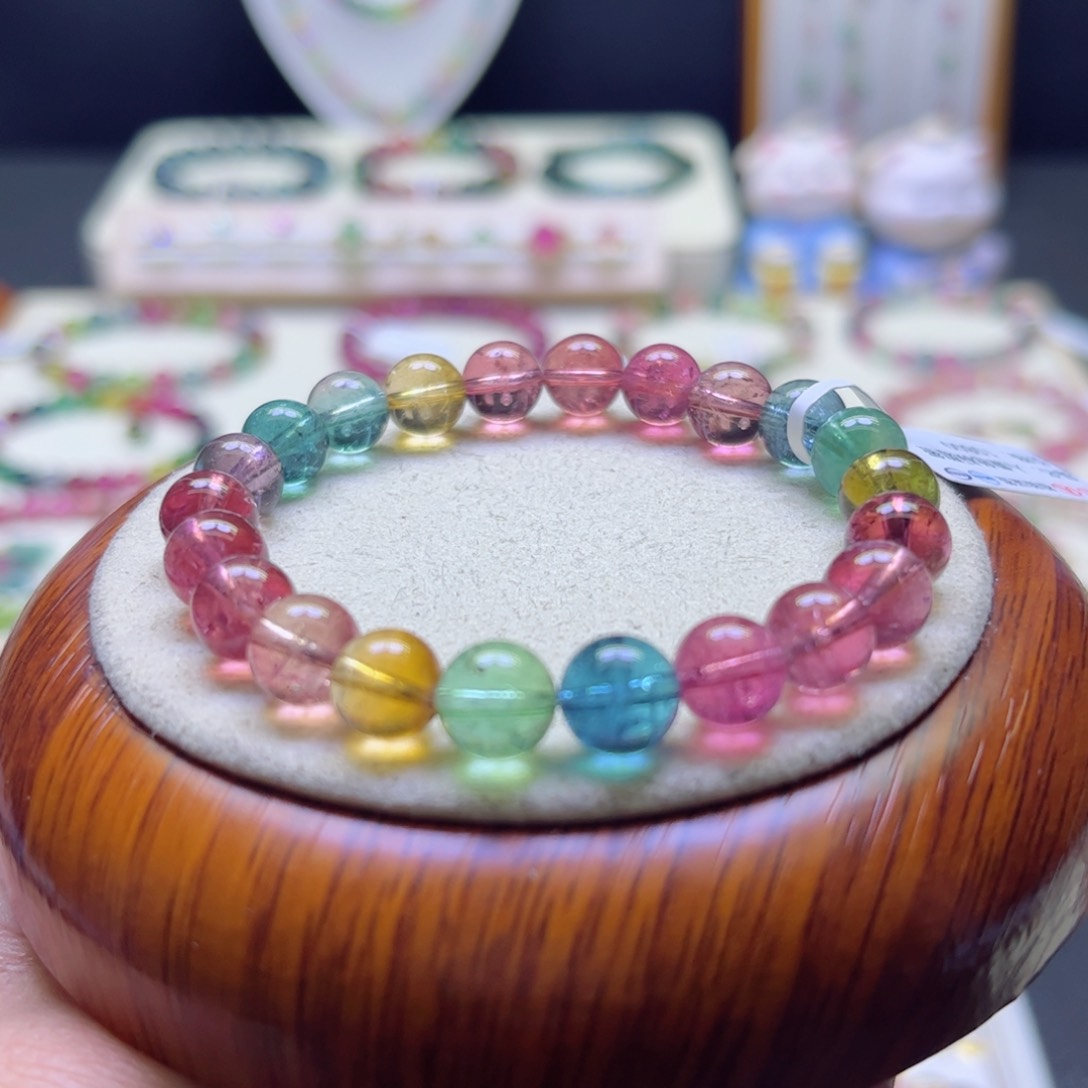 碧玺手链未镶嵌8mm人鱼色标