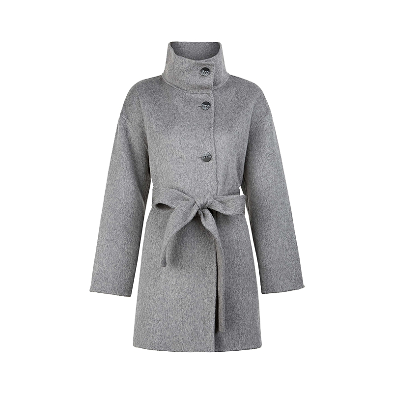 S·DEER圣迪奥女装时尚气质百搭显瘦立领收腰双面呢大衣S24482613