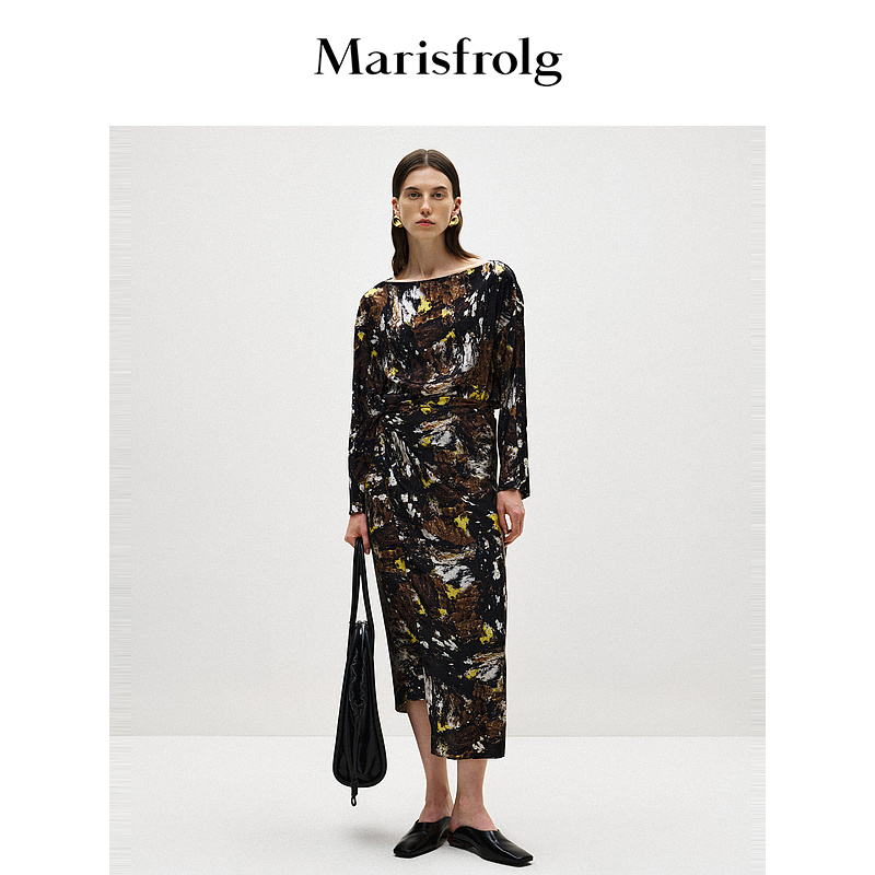 Marisfrolg/玛丝菲尔时尚气质圆领裙子优雅连衣裙A1EG12676