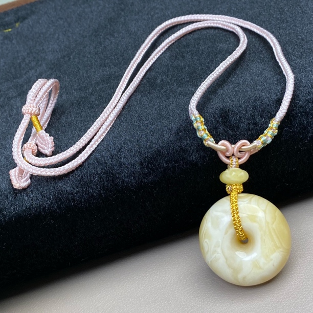 14.2克天然俄料浓白虎皮妖花蜜蜡平安扣面包圈公主扣水滴无事牌