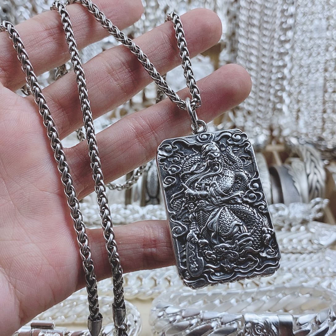 吊坠925银麦穗关公链坠