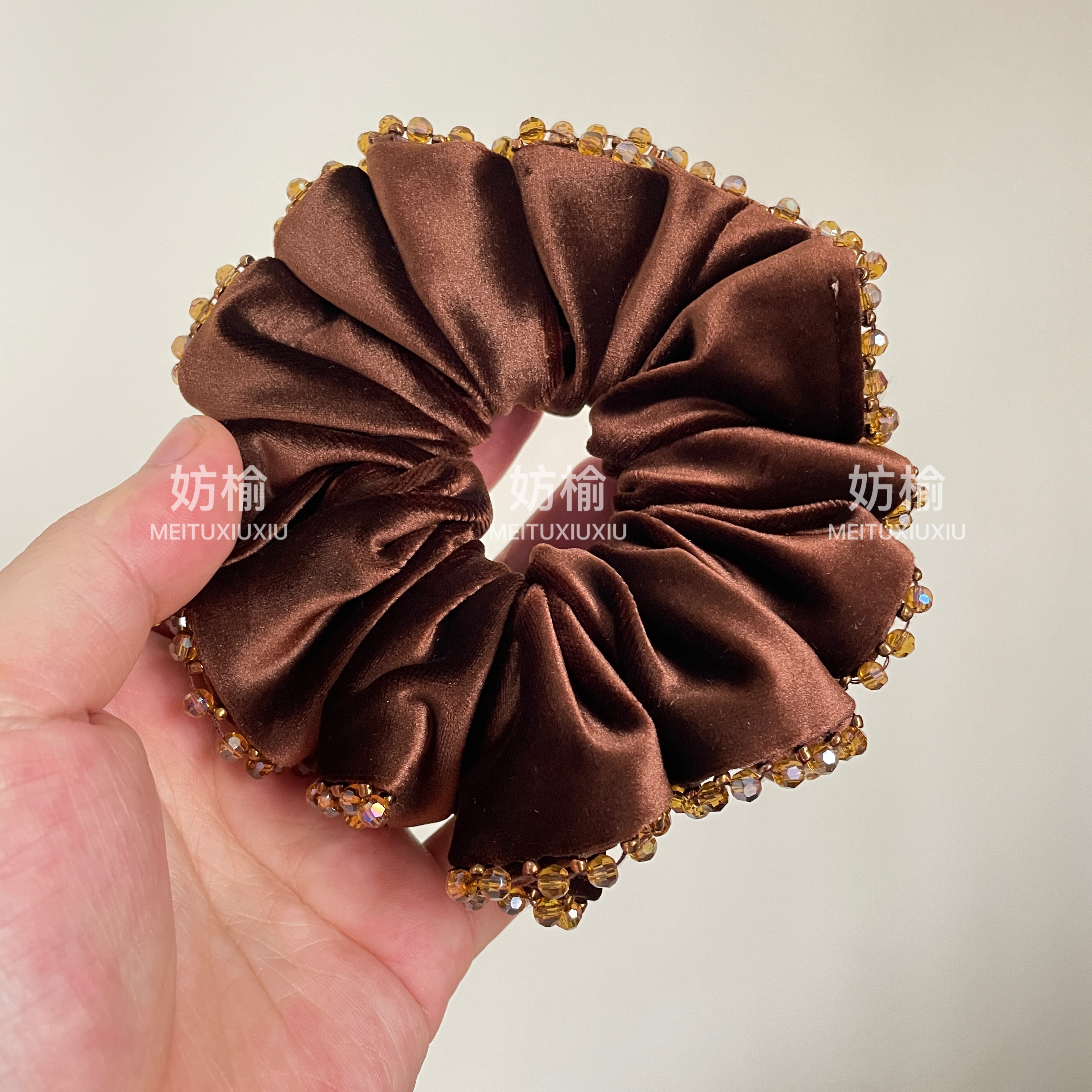 380克重磅质感丝绒大肠发圈~秋冬复古女后脑勺马尾发圈发饰纯手工