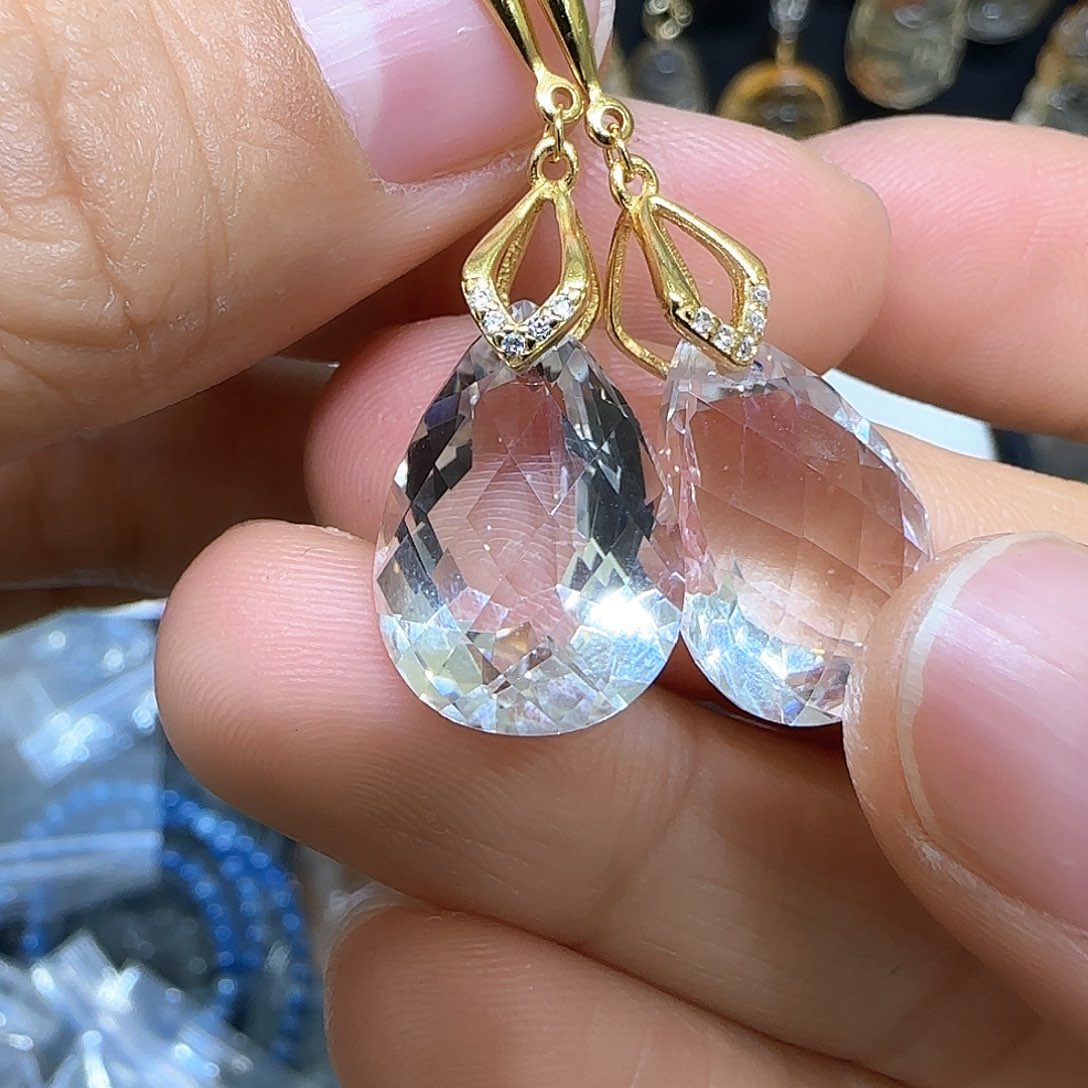 耳饰银S925镶嵌水晶