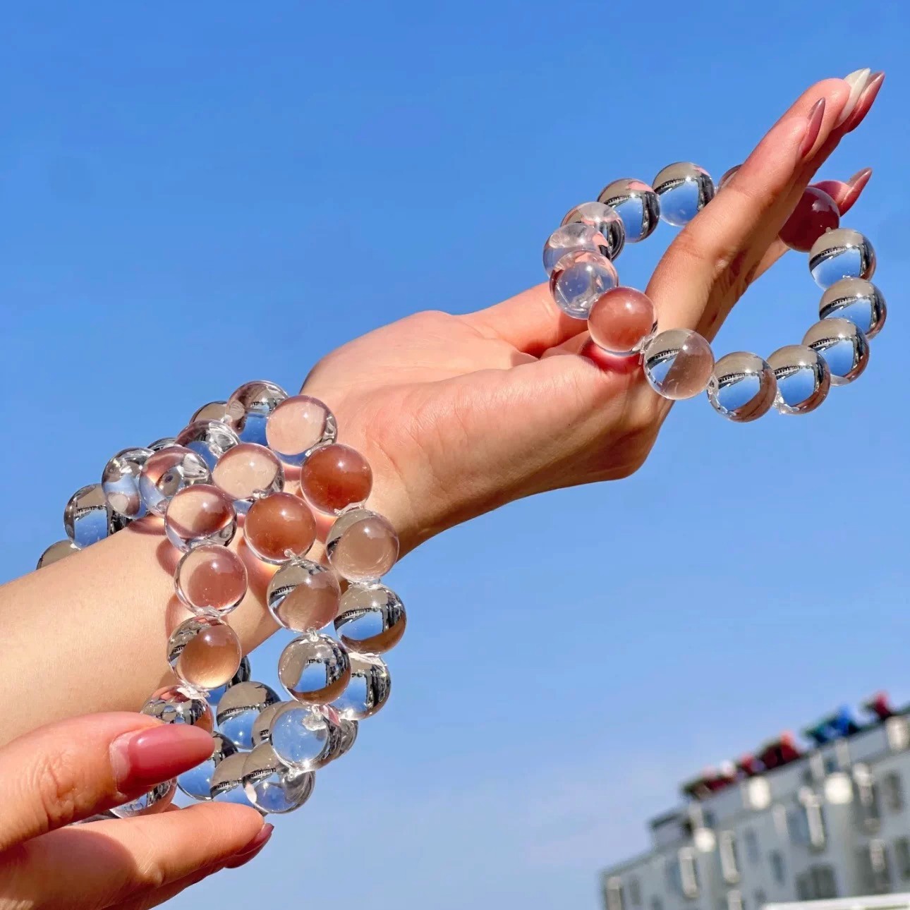 巴西白水双A纯净大泡泡珠牛鼻孔手串