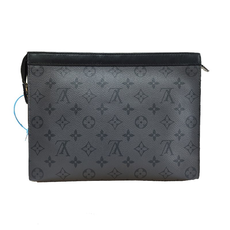 95新 LouisVuitton/路易威登 男士黑武士灰老花洗漱包手拿包商务
