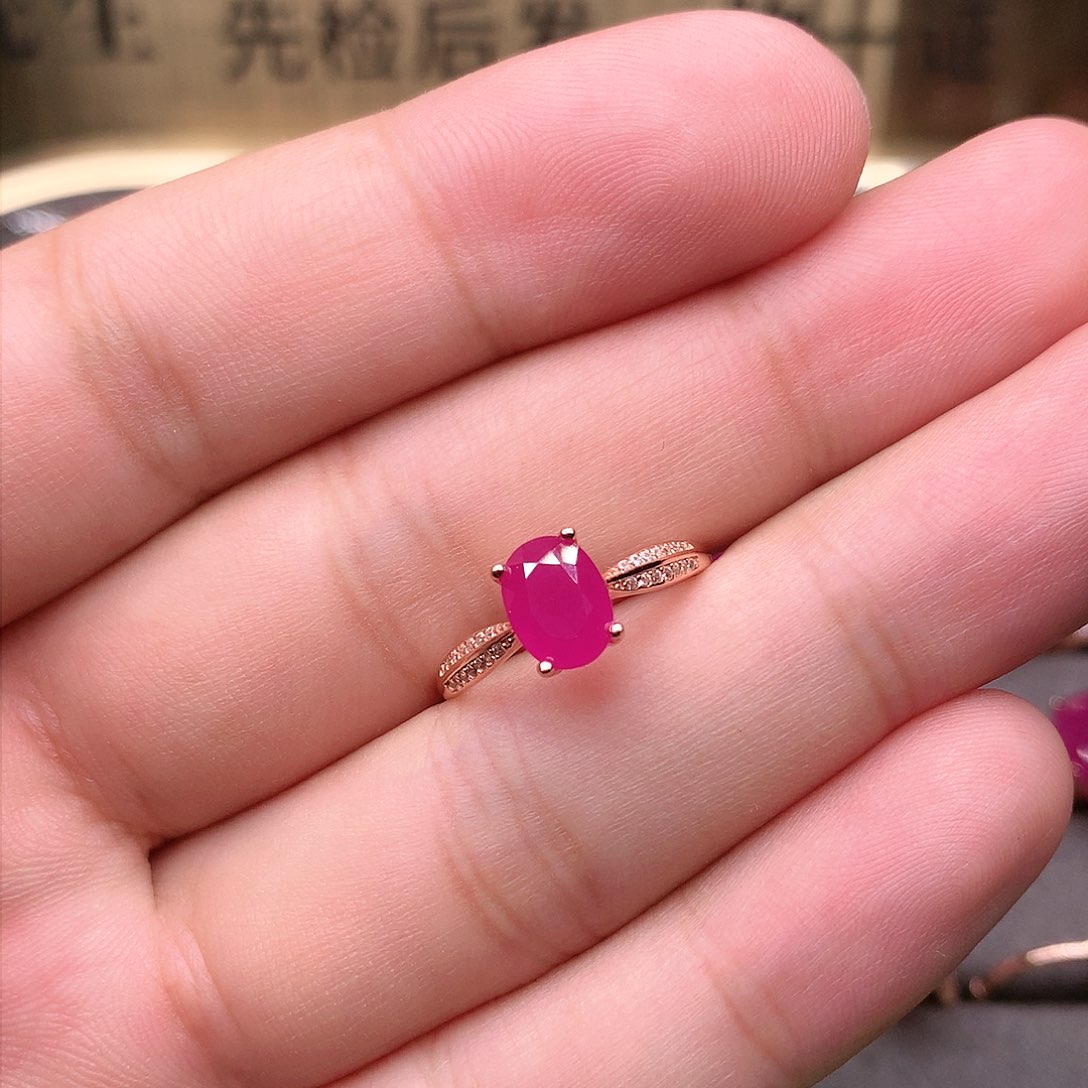 红宝石戒指银S925镶嵌