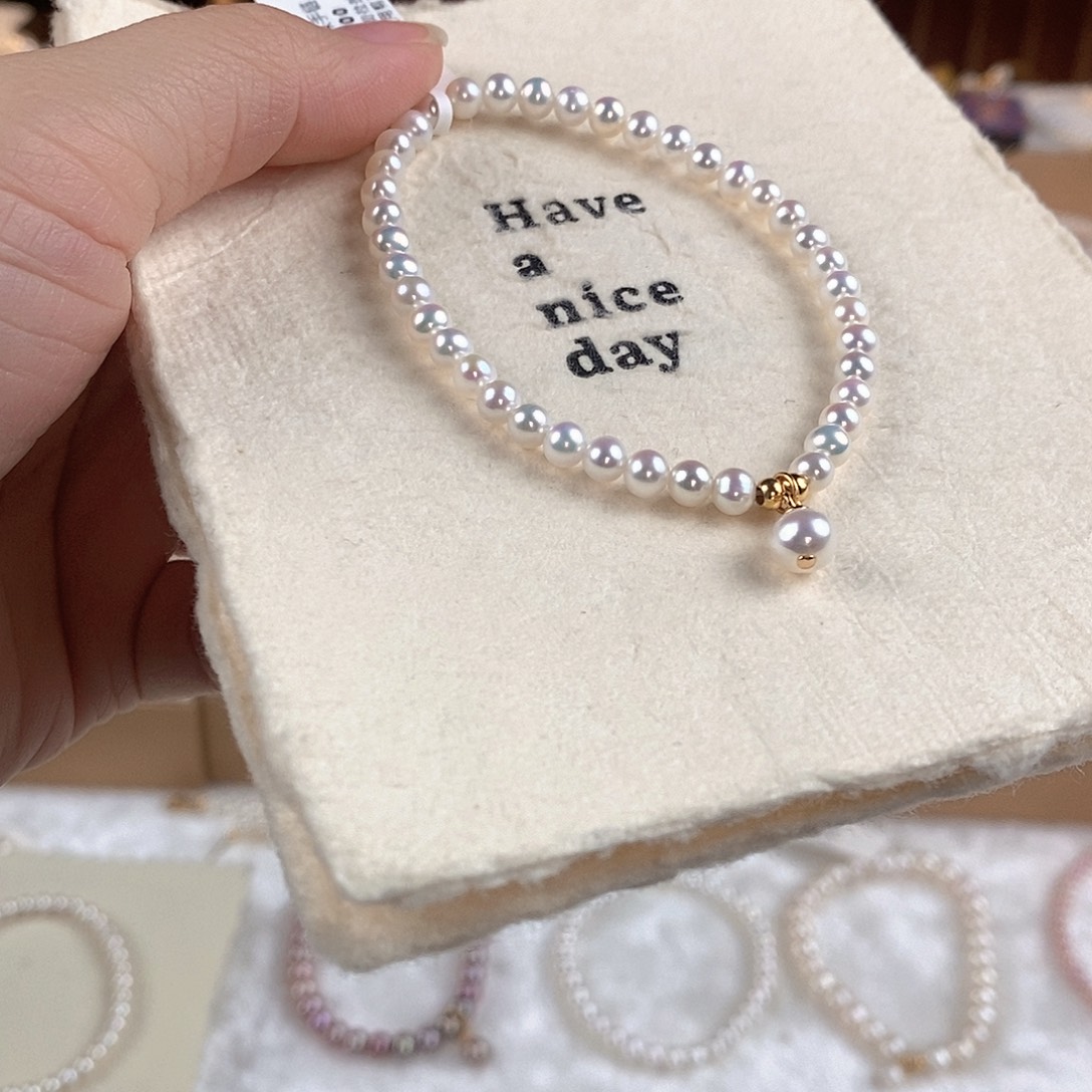 银S925镶嵌手绳淡水珍珠