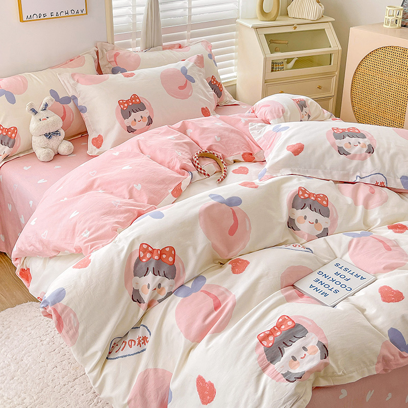 全棉单被套单双人学生宿舍可爱棉被罩加厚卡通透气小清新被罩