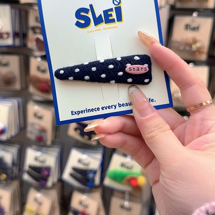 藏蓝色波点掰掰夹