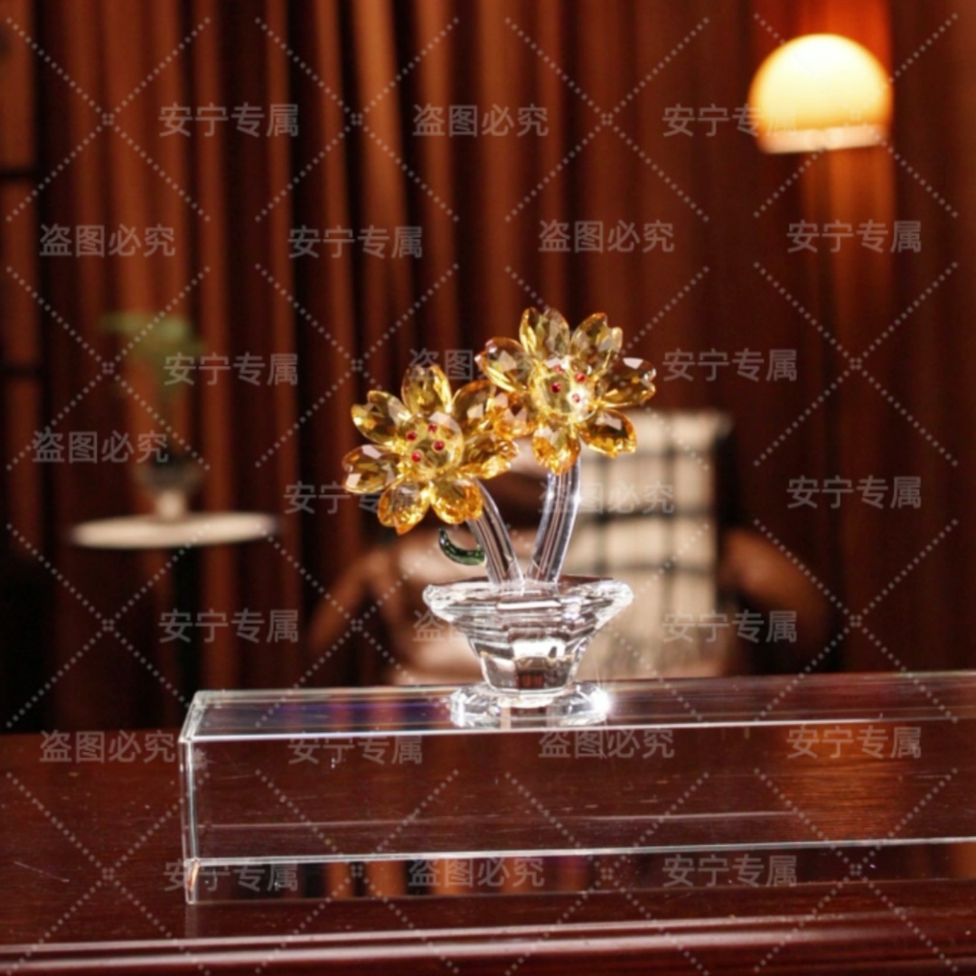 水晶双头向日葵家居饰品书桌茶几影视柜装饰品摆件