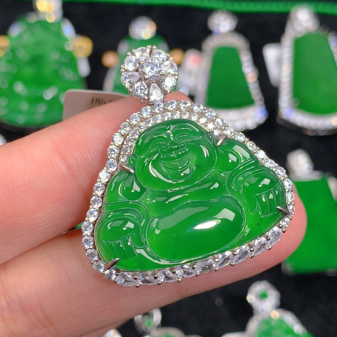 翡翠吊坠(不含链)银S925镶嵌