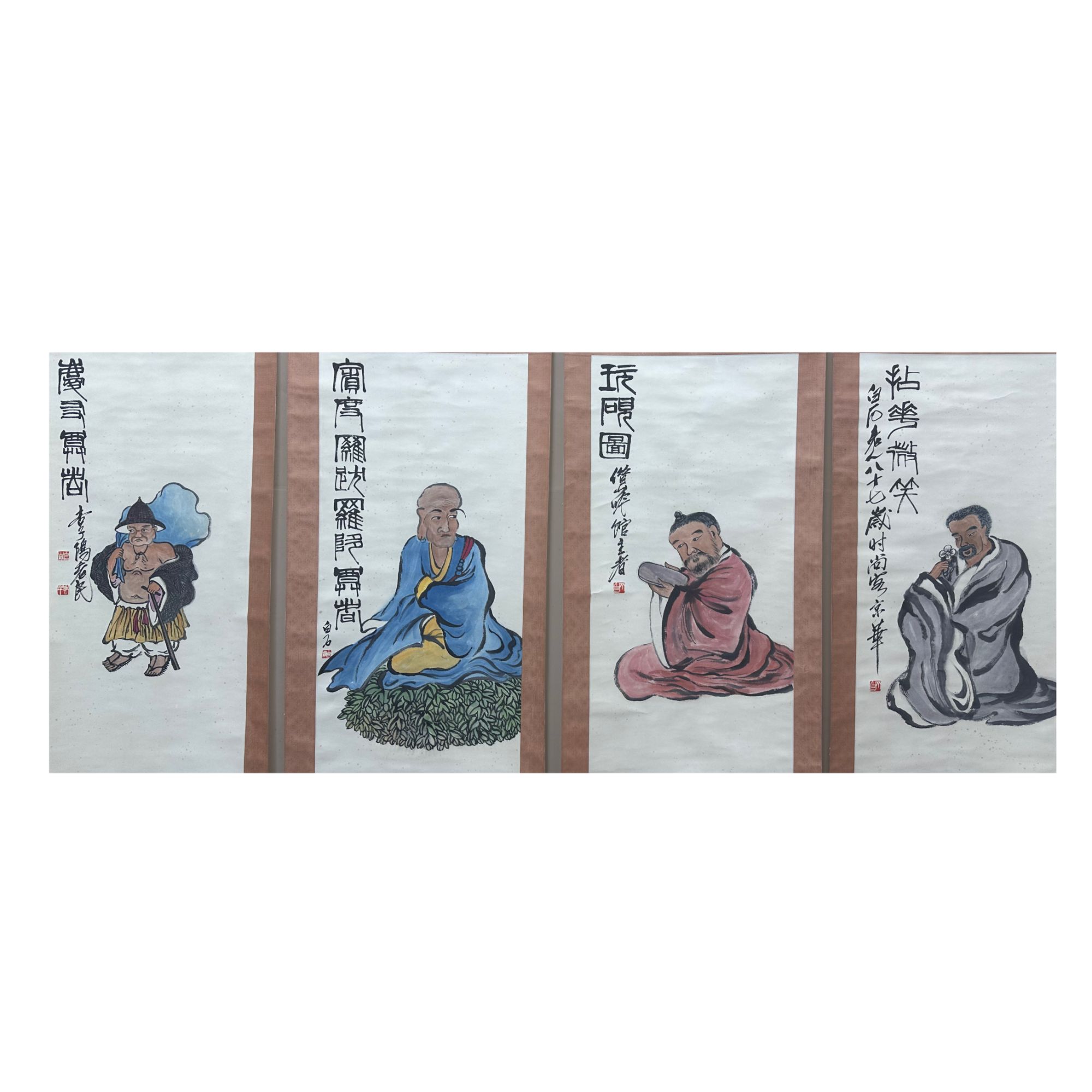 齐白石《人物四条屏》WX5-124—44X99X4