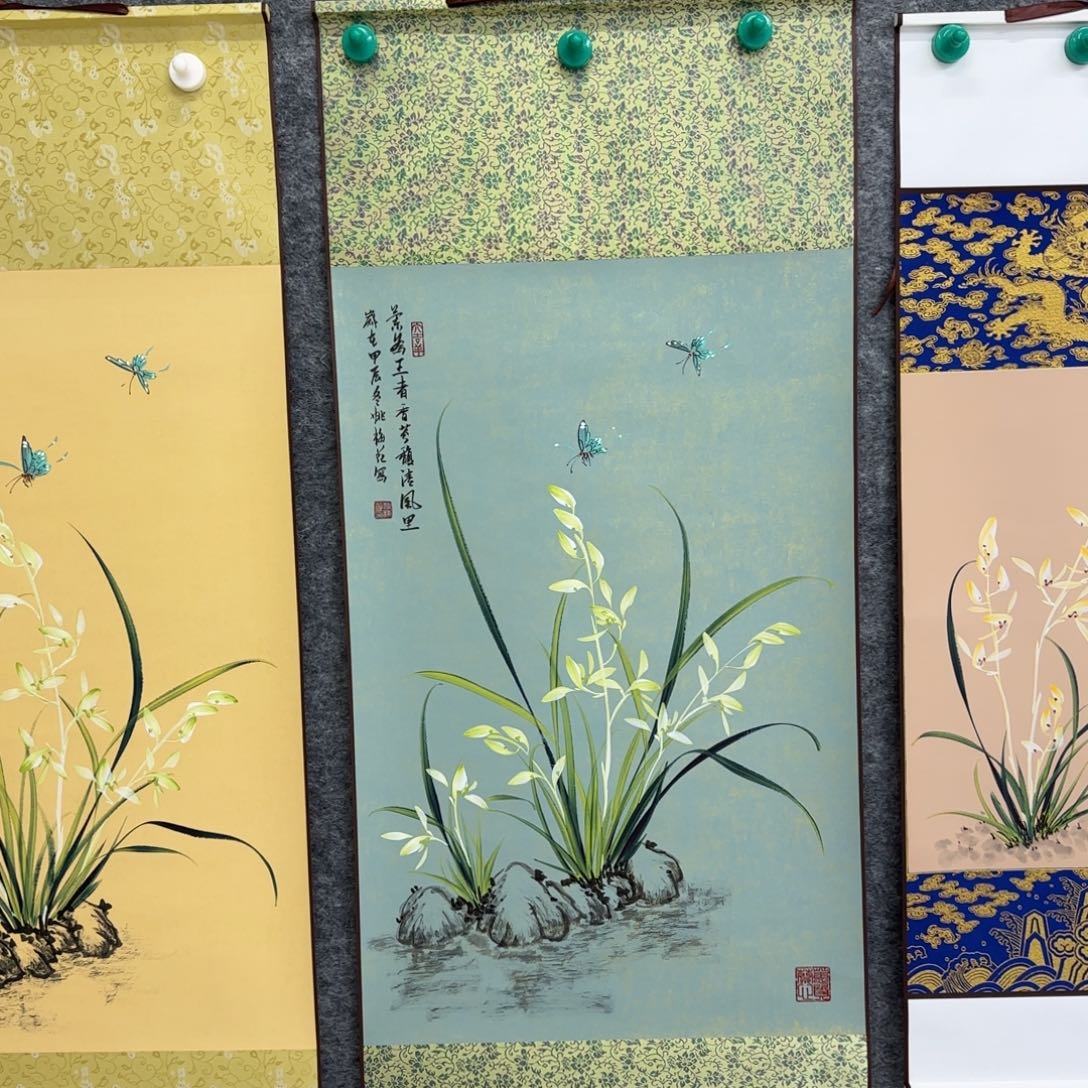 国画一笔两色立体兰花