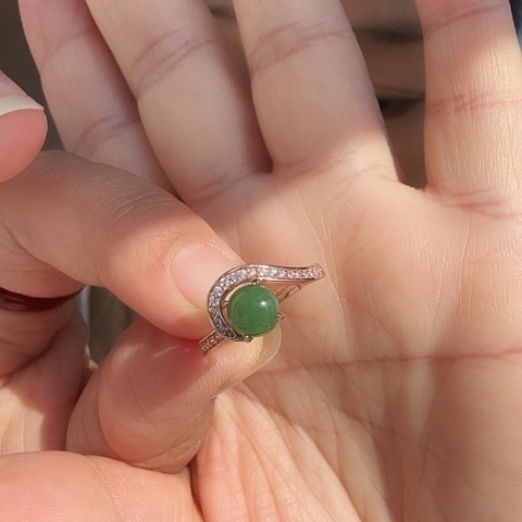 和田玉戒指银S925镶嵌