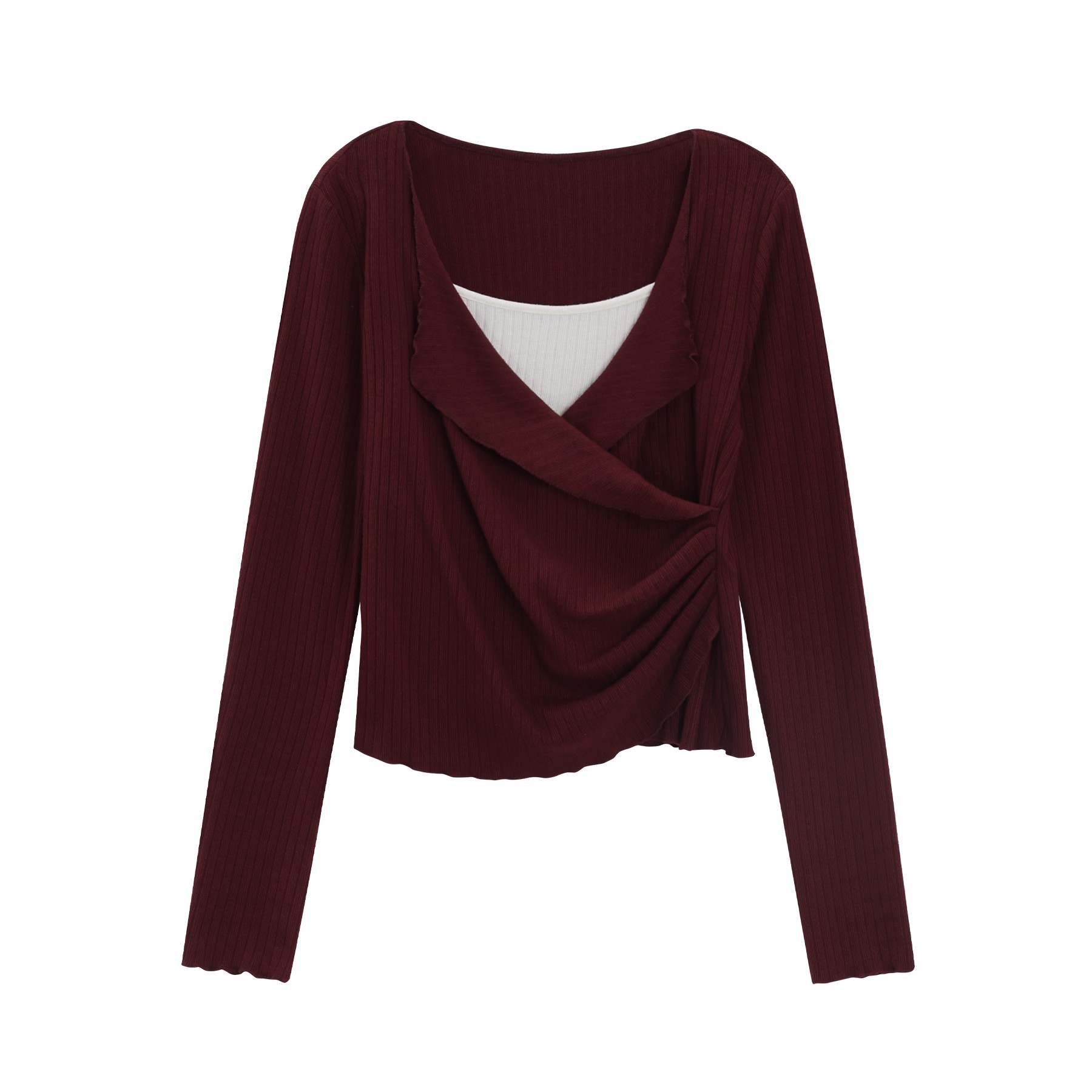 现货【品牌撤柜款ZB】气质设计感显瘦假两件长袖上衣DYL663031