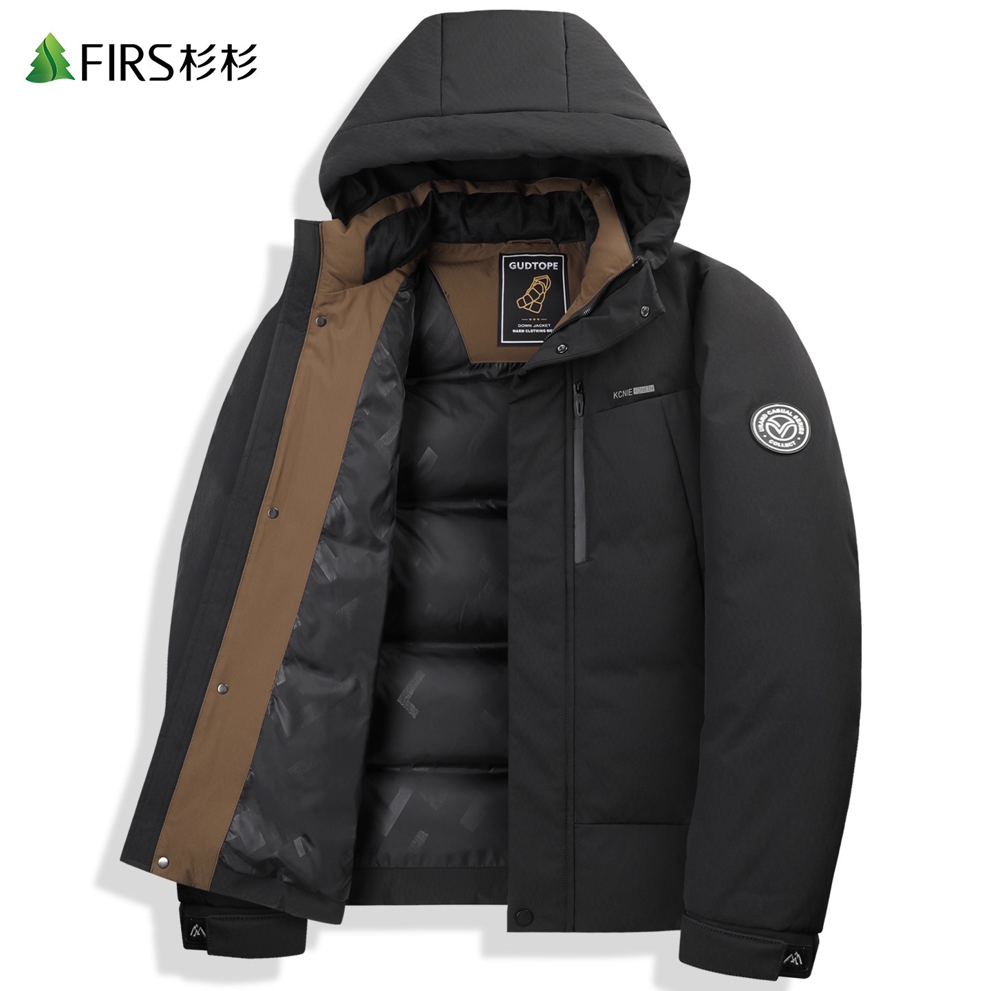 【肌理防风】杉杉连帽羽绒服男士2025冬季新款防寒保暖通勤百搭外套