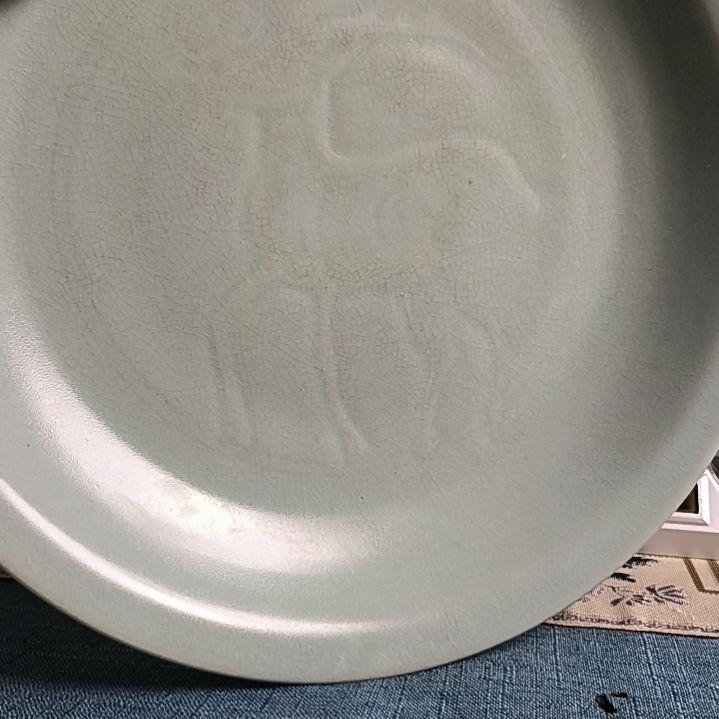 慧***欣摆件清凉寺汝瓷仿古釉纯手工雕刻大盘