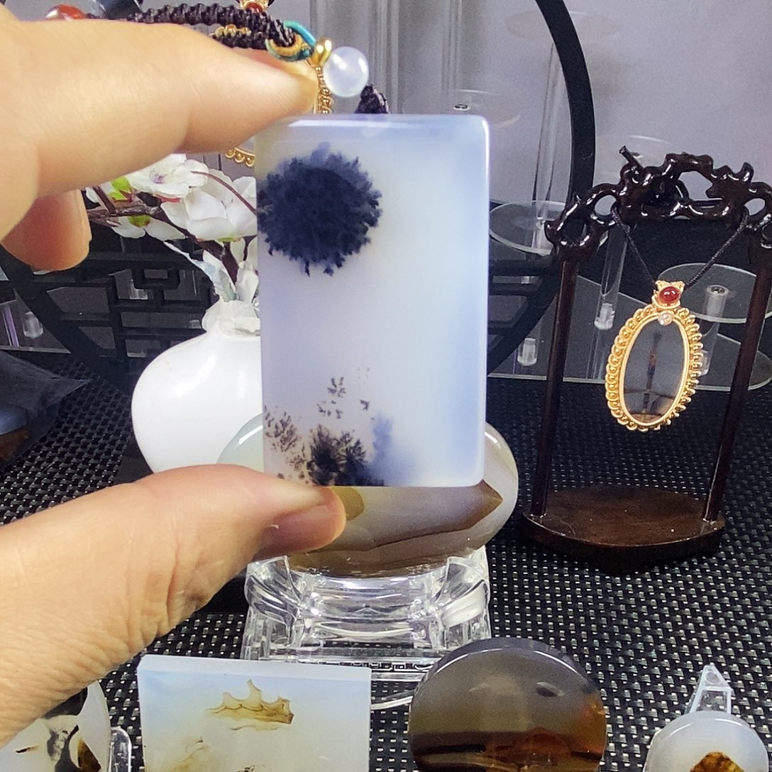 合成碳硅石非金属时尚图纹画面石饰品