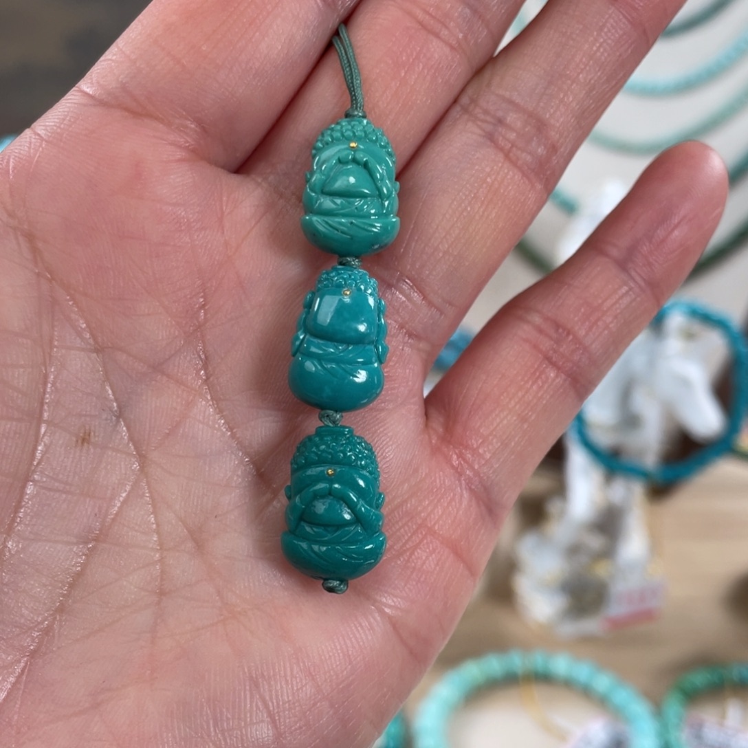 绿松石未镶嵌套链10+三不佛